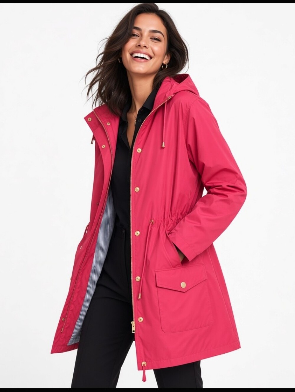 Charter Club Hooded Water Resistant Pink Trench Parka ( Size :3x)